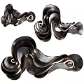 Modern Abstract Wall Decor With Curved Shapes In Black White Brown