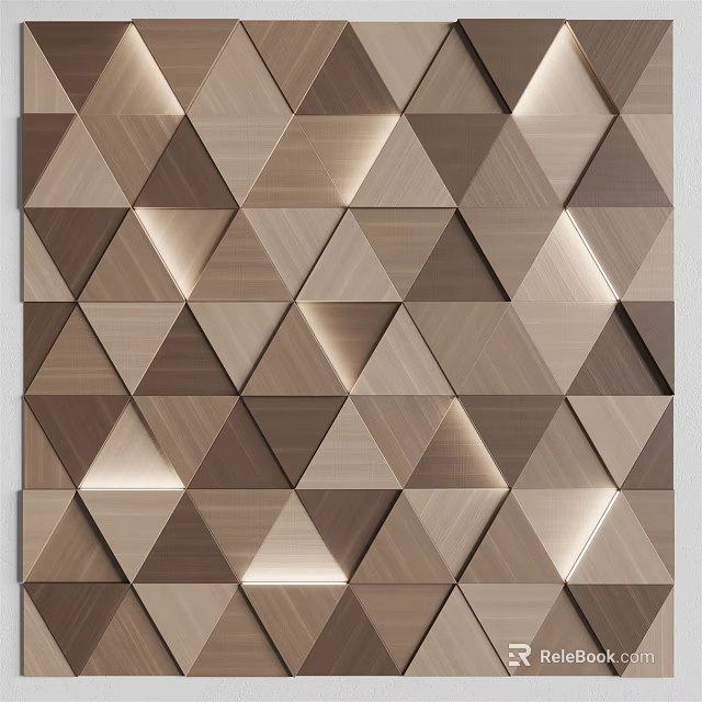 Elegant Modern Accent Wall With Geometric Patterns And Metallic Copper Finish 3d model 