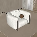 Plush Light Colored Armchair with Dark Brown Wooden Legs on Soft Carpet