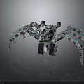 Mechanical Spider Robot With Biomorphic Design And Futuristic Glowing Blue Legs