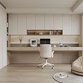 Modern Home Office Interior Design With Desk Office Chair Bookshelf And Floor To Ceiling Window