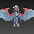 Cartoon Man With Horns Halo Red And Blue Wings And Blue And Red Costume