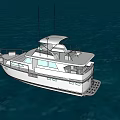 Gray Modern Yacht With Upper Deck And Windows Sailing On Blue Sea