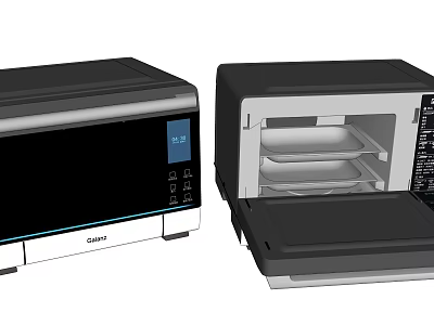 Modern Kitchen Appliances With Digital Display And Open Interior Shelves Design 3d model