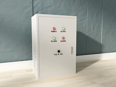 Industrial Control Cabinet Equipment With Power And Operation Indicator Lights And Control Buttons 3d model