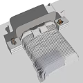 Light Gray Children's Bed Striped Bedding Upholstered Headboard White Nightstands Animal Decor Lamp And Book