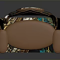 Modern Unique Copper Chair With Green Accents Curved Armrests And Streamlined Backrest