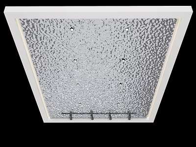 Modern Ceiling Design With White Frame Textured Panel Small Light Holes And Bottom Hooks 3d model