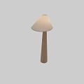 Two Modern Minimalist Floor Lamps With Fabric Conical Shades And Wooden Poles