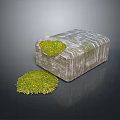 Scenic Natural Landscape With Stone Block Green Grass Patches And Small Clumps
