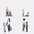 Group of People Including Adults And Children Doing Activities Like Shopping Playing And Interacting