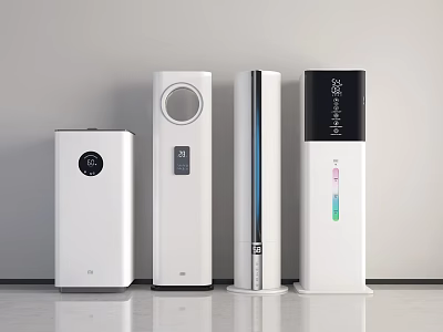 Sleek White Household Appliances With Modern Designs And Digital Display Features 3d model