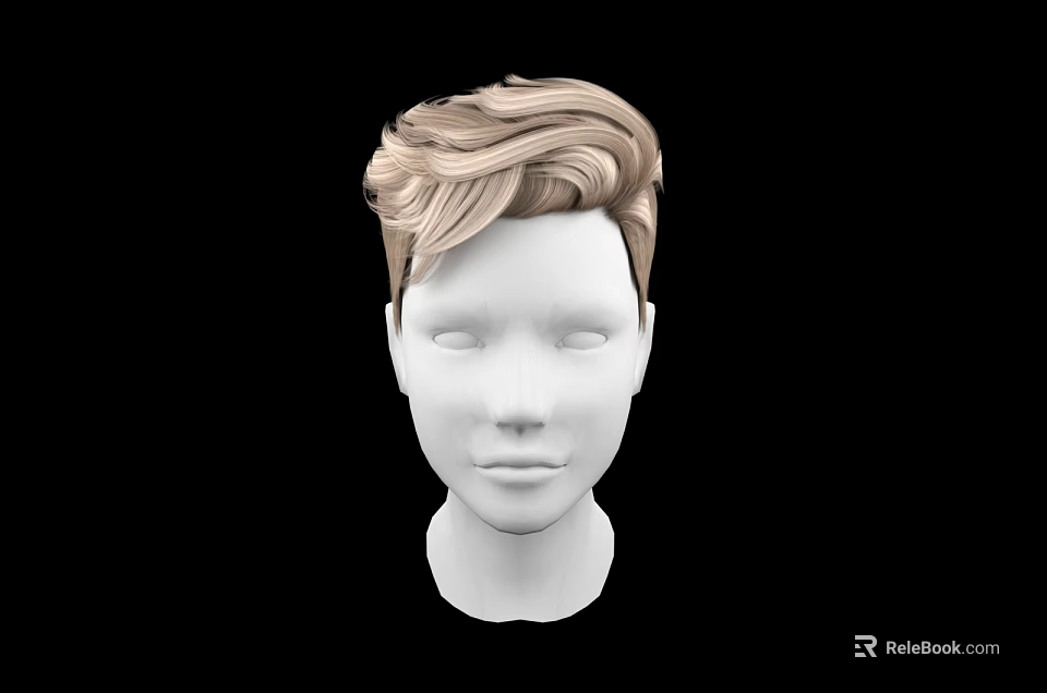 Game and Movie Character 3D Model Head with Blonde Short Hair White Face Black Backdrop 3d model 