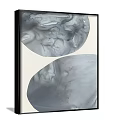 Four Abstract Paintings With Soft Tones Circular Cloud Patterns On Gray Wall 3d model