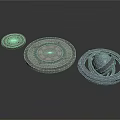 Decorative Circular Scene Components With Intricate Patterns And Layered Structures