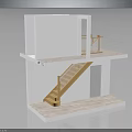 Architectural Model Structure Featuring Two Story Design With Wooden Staircase And White Frame Platform