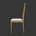 Classic Wooden Chair With Woven Rattan Backrest And White Padded Seat