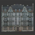 European Style Multi Story Building with Classic Windows Balconies Dark Roof and Ornate Facade