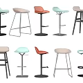 Assorted Modern Bar Stools With Multiple Colors And Stylish Design Options 3d model