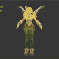 Game Movie Character Wearing White Top Green Tights With Blonde Hair Goggles And Mechanical Wings