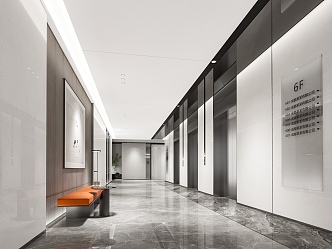 Elevator hall office aisle 3d model