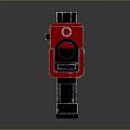 Futuristic Sci-Fi Weapon With Red And Black Metal Structure And Mechanical Details
