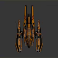 Futuristic Orange And Green Spaceship With Sleek Design And Glowing Accents