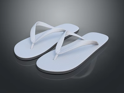 White Flip Flops with Simple Design for Comfortable Summer Everyday Wear and Textured Sole 3d model