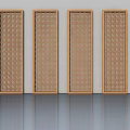Four Wooden Hinged Doors With Intricate Carved Patterns Design 3d model