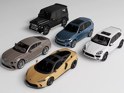 Various Luxury Cars Including SUV Sports Car Sedan And Off Road Vehicle In Different Colors 3d model