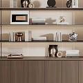 Modern Wooden Bookcase Design With Books Decorative Items And Photo Frames
