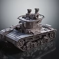Military Vehicle Tank Brick Built Model With Tracks Turret And Dual Cannons
