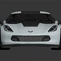 Chevrolet Corvette White Sports Car With Black Stripes Blue Accents Rear Spoiler And Sleek Design
