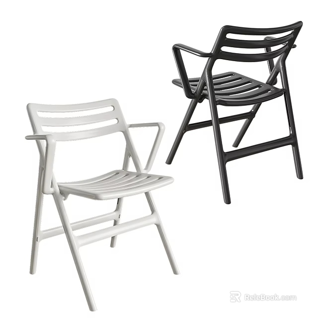 Sleek Modern Leisure Chairs With Armrests Black White Colors And Plastic Frames 3d model 