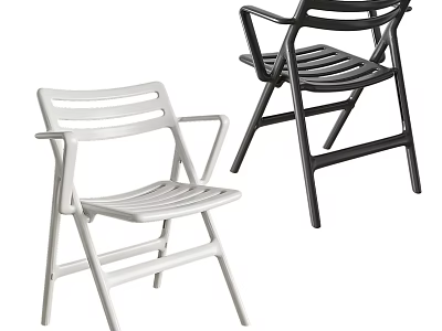 Sleek Modern Leisure Chairs With Armrests Black White Colors And Plastic Frames 3d model