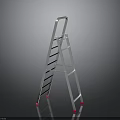 Silver Metal Step Ladder Furniture With Red Foot Pads And Stable Structure