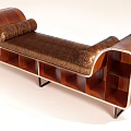 Stylish Chaise Lounge with Wooden Frame Brown Upholstery and Storage Compartments