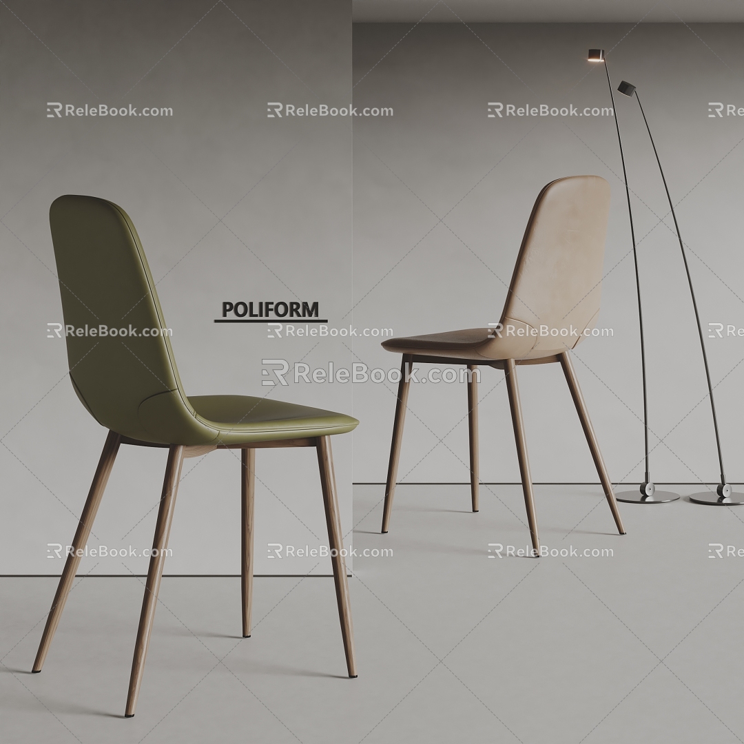 Modern poliform Dining Chair Single Chair Leather Chair 3d model