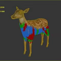 Brown Fur Fawn With White Spots Standing In Isolated Dark Background