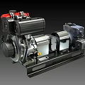 Diesel Generator Engine With Red Fuel Tank Silver Metal Casing And Heavy Duty Base Frame