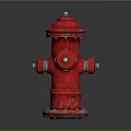 Architectural Building Exterior With Red Metal Fire Hydrant And Smooth Surface