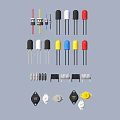 Different Types Of Electronic Components With Various Colors And Shapes