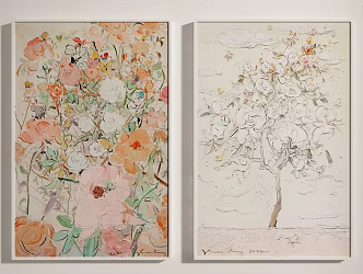 Modern plant painting decorative painting 3d model