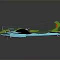 Green Camouflage Airplane Model With Four Propellers Red Stars On Wings Against Gray Background