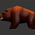 Red Bear 3D Model With Fierce Expression And Detailed Fur Texture