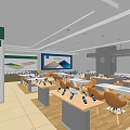 Modern Digital Store Interior With Smartphones Tablets Display Counters Brand Posters And Customer Seating 3d model