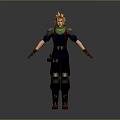Man With Blonde Hair Green Scarf Blue Outfit Red Gloves 3D Character Model