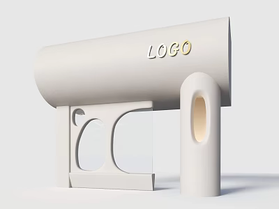 Modern Storefront Design With Minimalist White Facade And Prominent LOGO 3d model