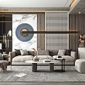 Elegant Modern Living Room Interior With Sofa Armchair Coffee Table Marble Decor And Rug