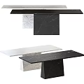 Marble Dining Table Square Dining Table Rectangular Dining Table Stone Dining Table Stone Negotiation Table Fish-belly White Dining Table 3d model